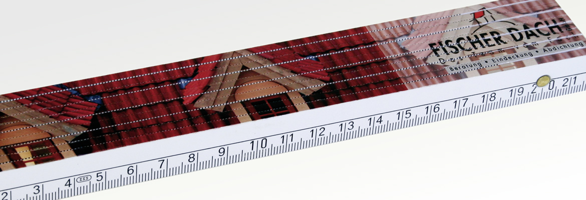 Contento Digitaldrucklösungen: Bedruckung von Werbeartikel wie Maßstäbe