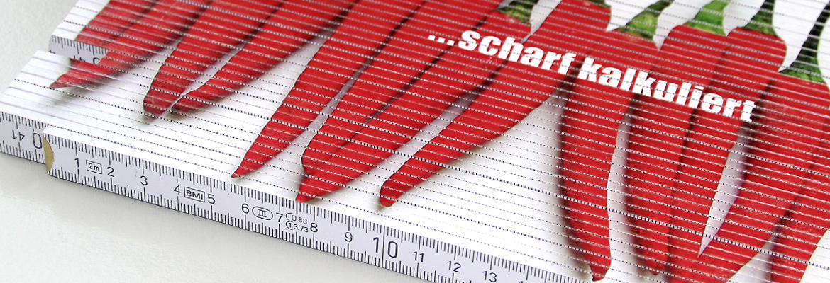 Contento Digitaldrucklösungen: Bedruckung von Werbeartikel wie Maßstäbe